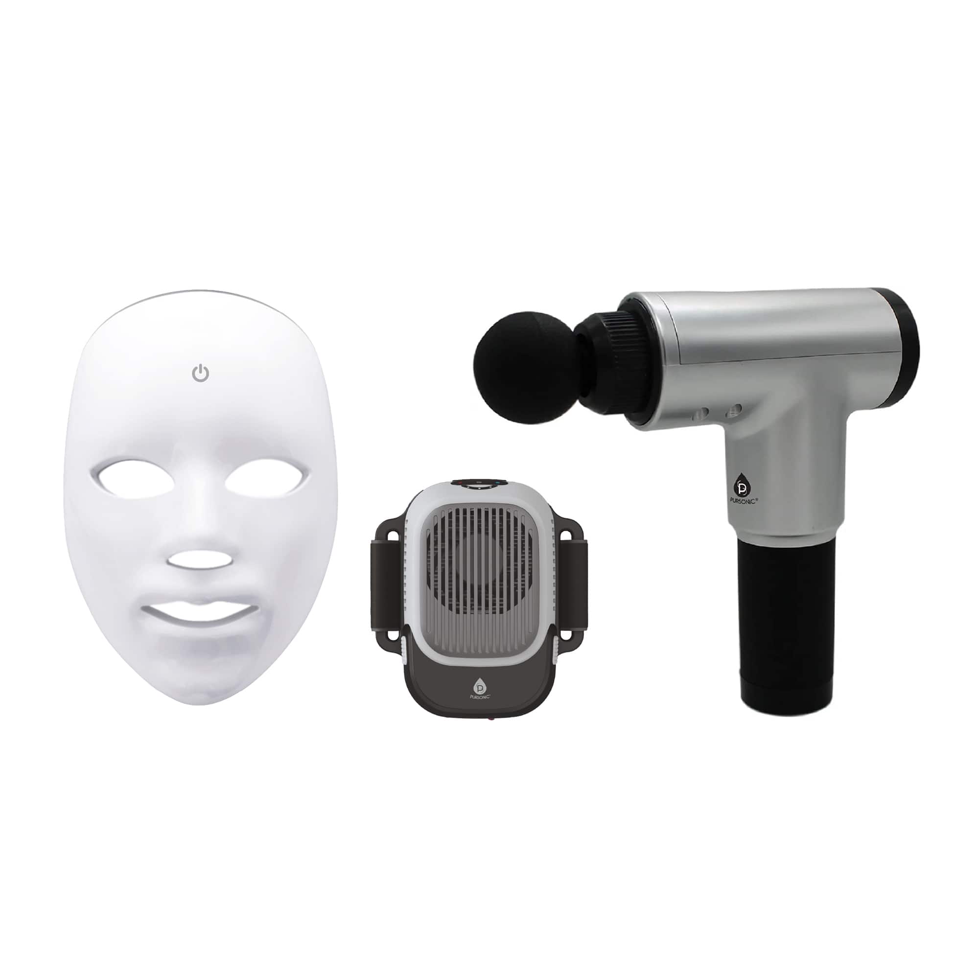 Pursonic - Total Wellness Recovery Bundle – Massage Gun, Red Light Therapy Mask & Hot/Cold Therapy Cube