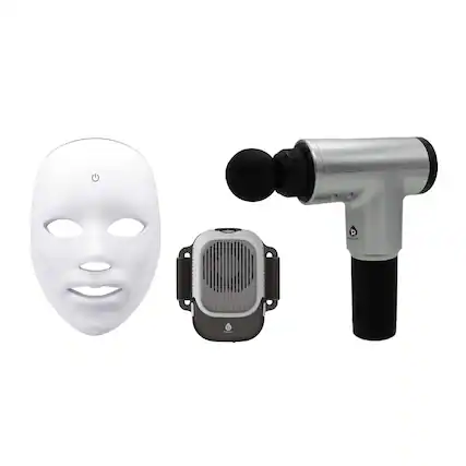 Front. Pursonic - Total Wellness Recovery Bundle – Massage Gun, Red Light Therapy Mask & Hot/Cold Therapy Cube.