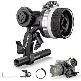 Neewer - Mini Follow Focus with A/B Stops, Lens Gear Ring, 15mm Rod Clamp, PG001 - Black