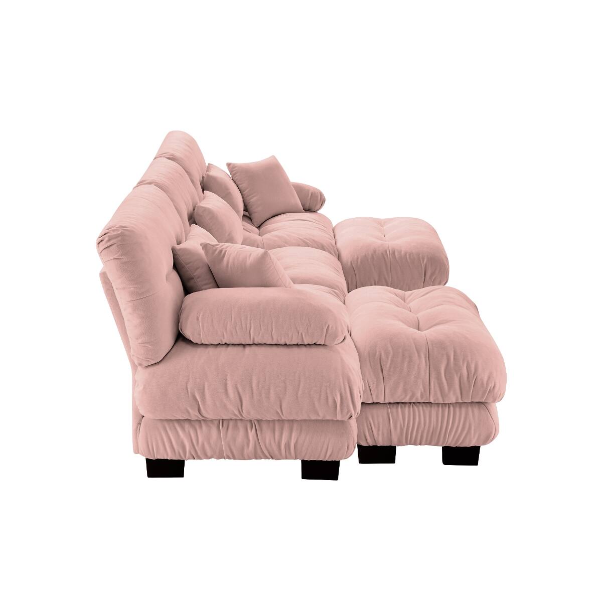 Alt View 9. Ropilly - Ropilly Pink Chenille Sectional Sofa U Shaped Modular Deep Seat Cloud Couch with Ottomans - Pink.