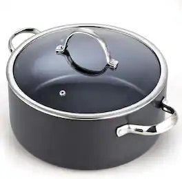 Cooks Standard - Classic 7-Quart Stock Pot Dutch Oven Casserole with Glass Lid, Hard Anodized Nonstick Stockpot, Not Induction - Black