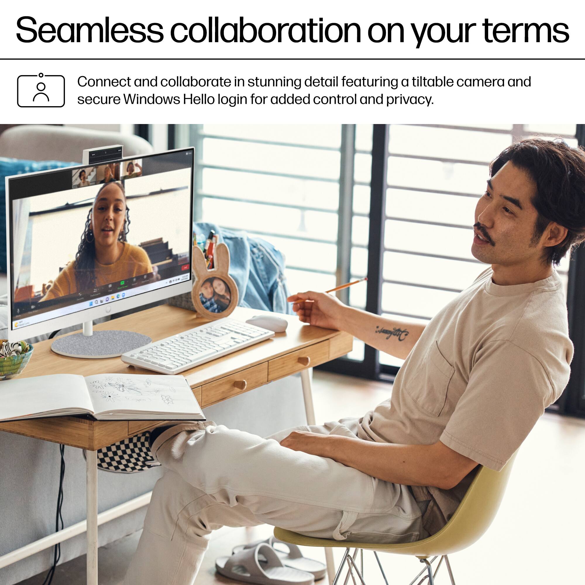 Seamless collaboration on your terms Connect and collaborate in stunning detail featuring a tiltable camera and secure Windows Hello login for added control and privacy.