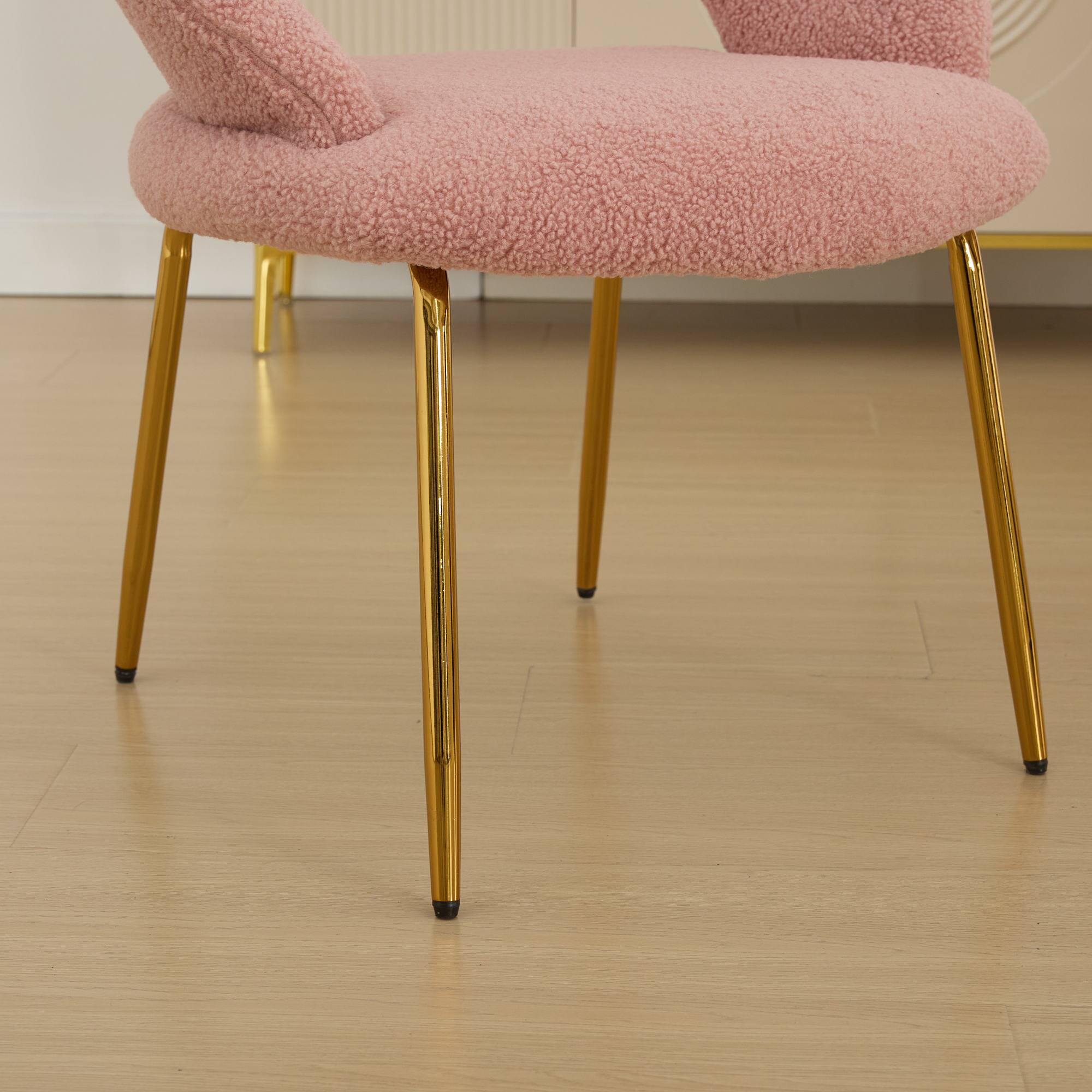Alt View 7. GOODSILO - Luxury Velvet Dining Chair with Curved Backrest and Elegant Metal Legs for Modern Kitchen or Dining Room - Pink.