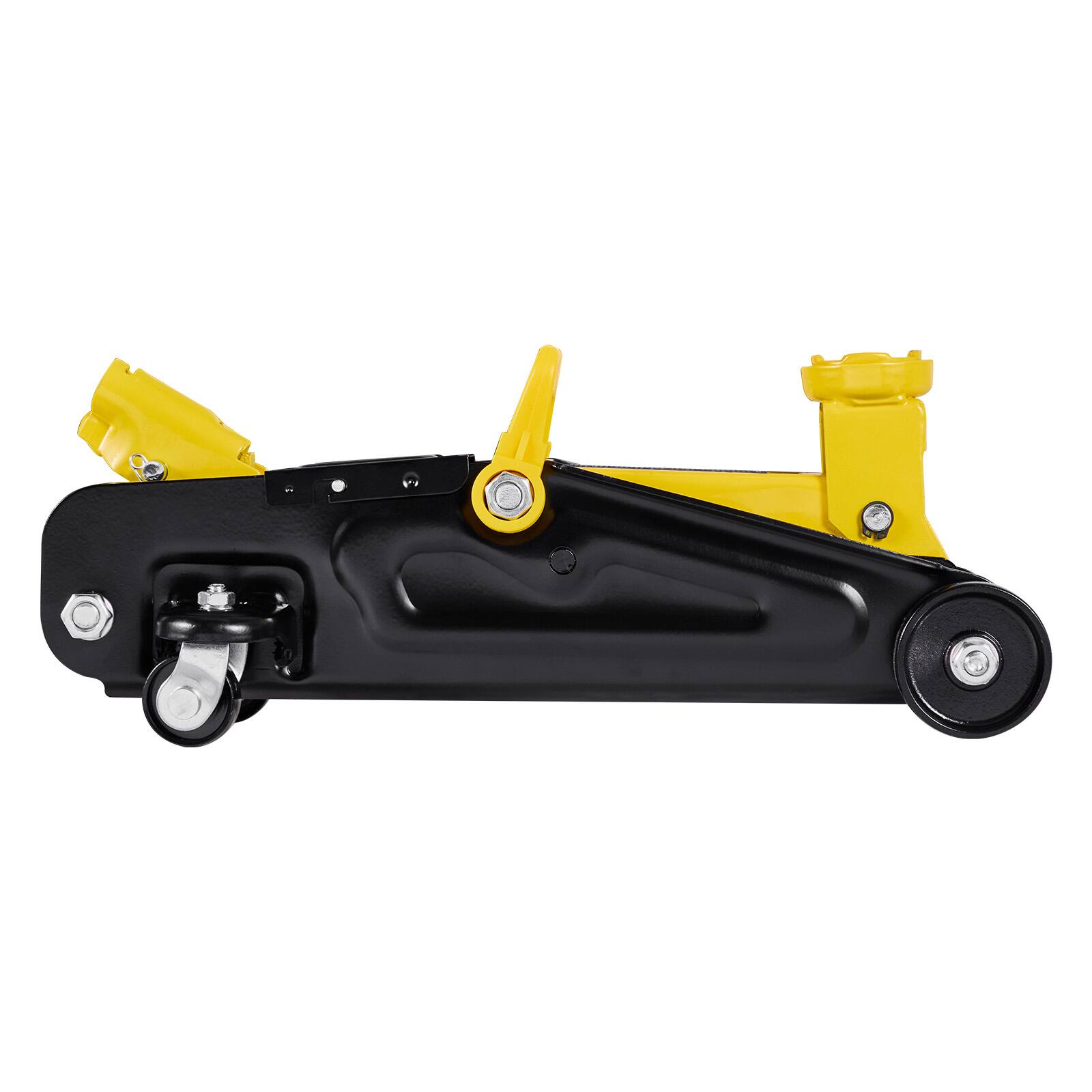 Alt View 5. VEVOR - Low Profile Floor Jack, 1.5 Ton (3300 lbs) Capacity, Steel Racing Floor Jack with Single Piston Quick Lift Pump - Black;Yellow.
