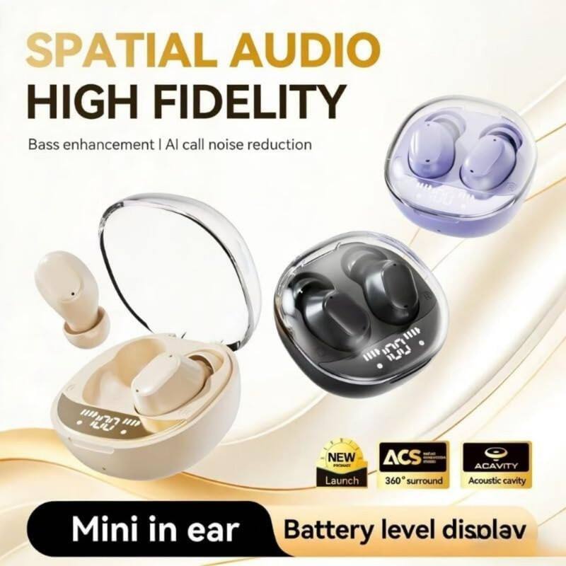 SPATIAL AUDIO  
HIGH FIDELITY  
Bass enhancement | AI call noise reduction  

NEW Launch  
ACS 360° surround  
ACAVITY Acoustic cavity  
Mini in ear  
Battery level display