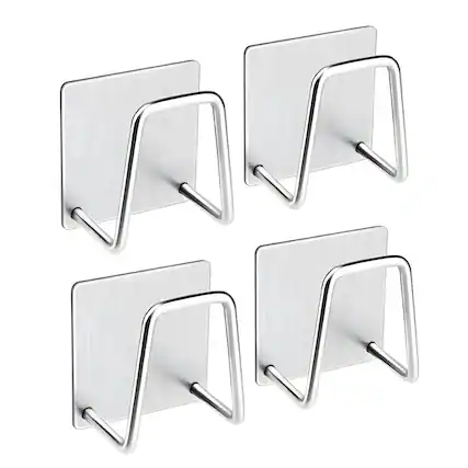 Front. Kitcheniva - Adhesive Stainless Steel Sink Sponge Holder 4 Pack - Silver.