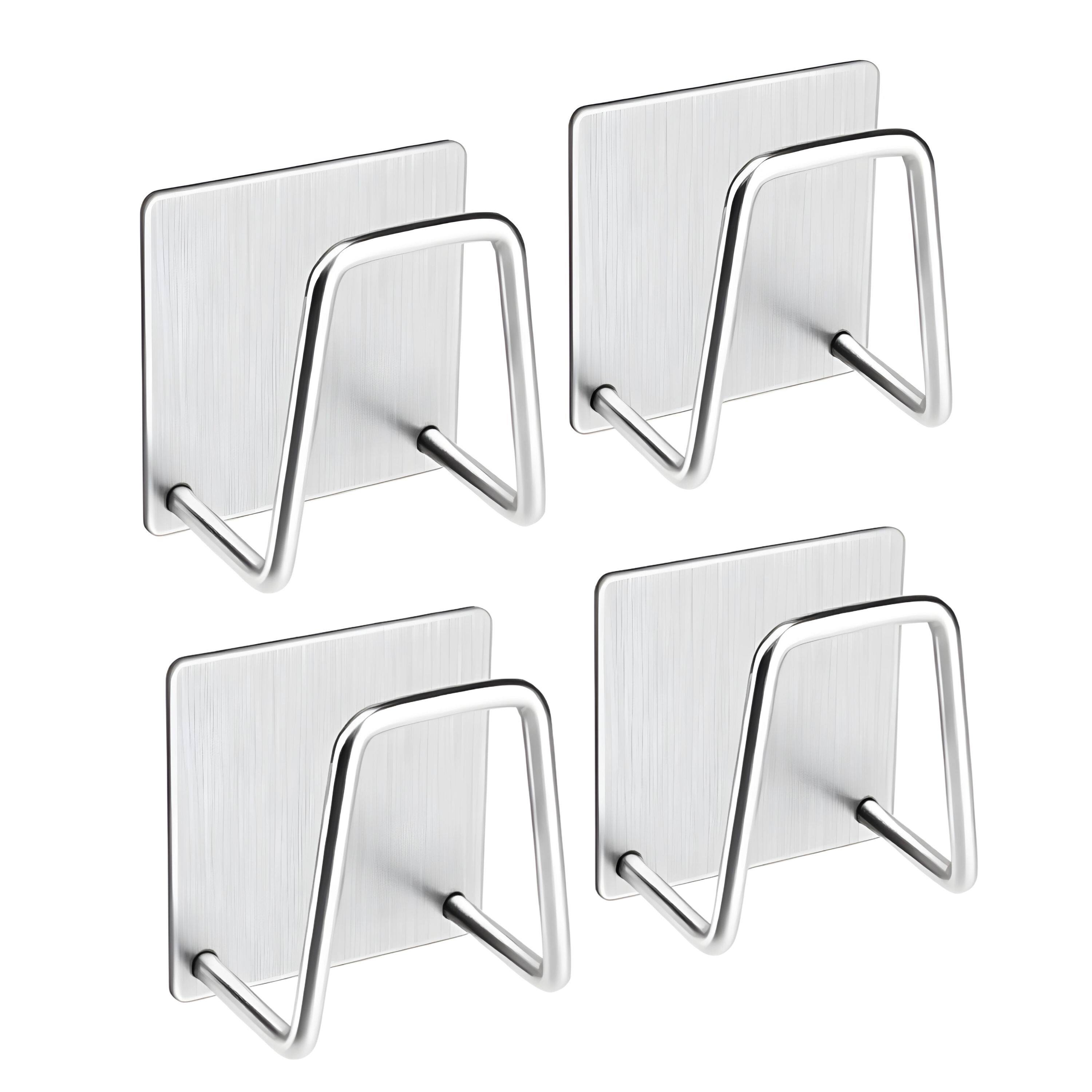 Front. Kitcheniva - Adhesive Stainless Steel Sink Sponge Holder 4 Pack - Silver.