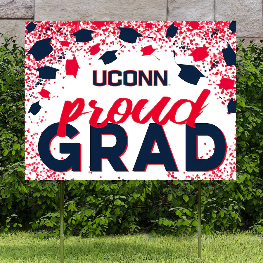 Uconn Grad Sticker Jardine UConn Huskies 18'' x 24'' Grad Yard Sign White 4965894 - Best Buy