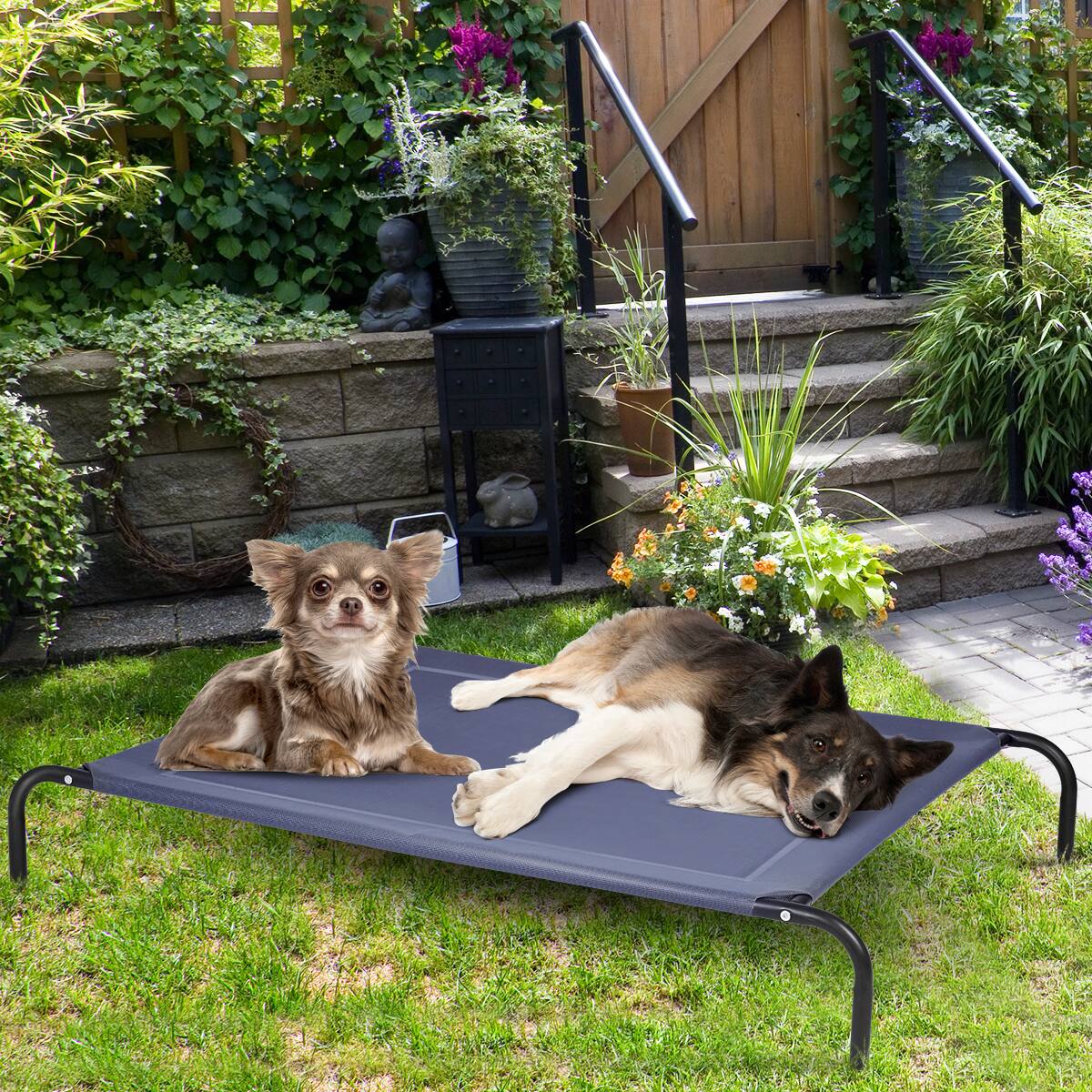 Alt View 1. Gymax - Gymax Large Dog Cat Bed Elevated Pet Cot Indoor Outdoor Camping Steel Frame Mat -XL - Grey.