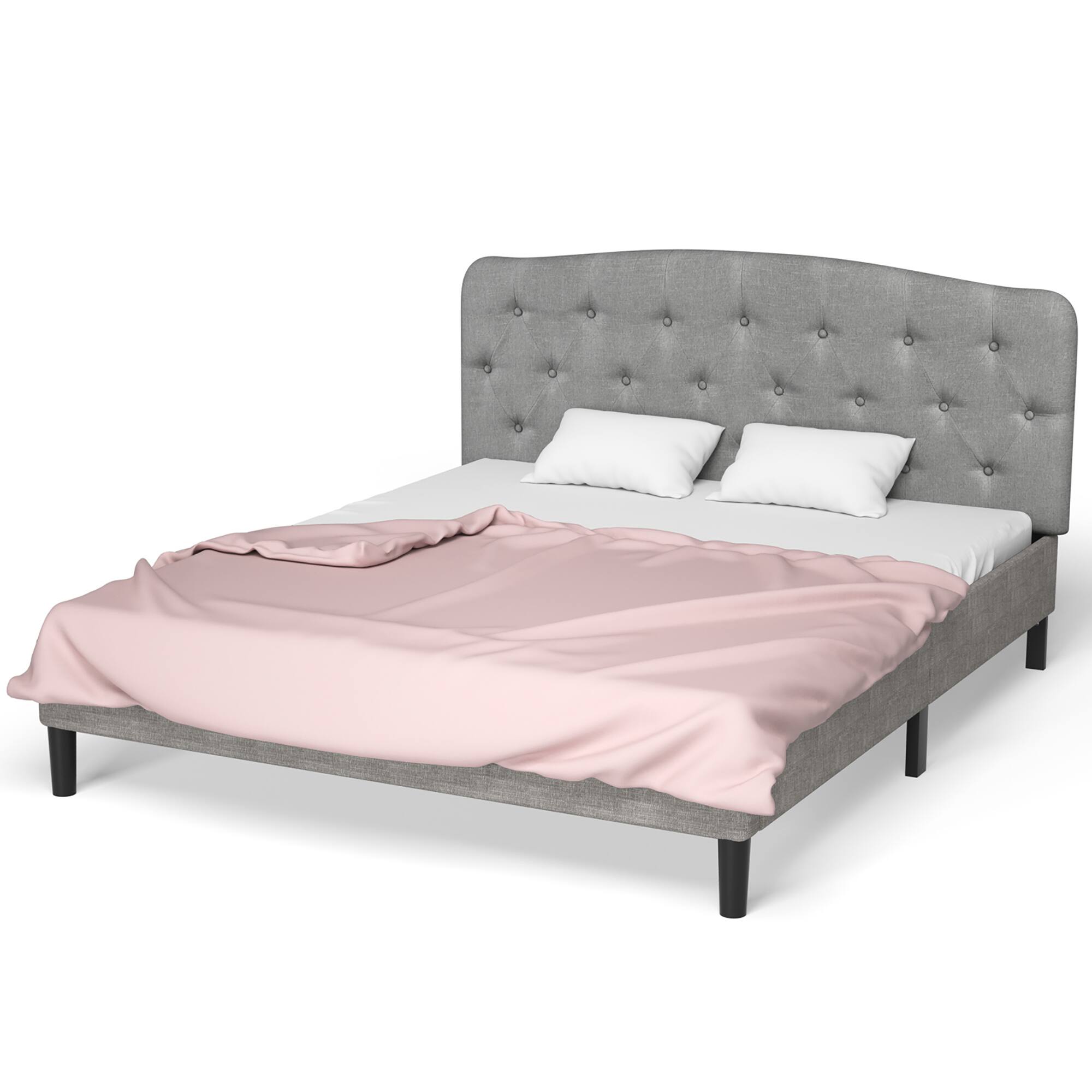 Alt View 9. Costway - Costway Full Size Upholstered Headboard Only Adjust Button Tufted Faux Linen - Light Grey.