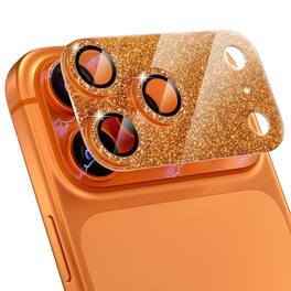 Dteck - Bling Glitter Camera Lens Protector for Apple iPhone 17 Pro with 9H Tempered Glass - Orange