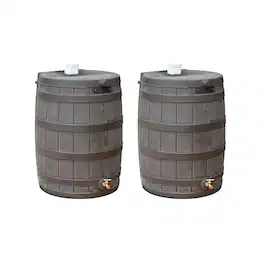 Good Ideas - Rain Wizard 50 Gallon Rain Barrel Water Collector, (2 Pack) - Oak
