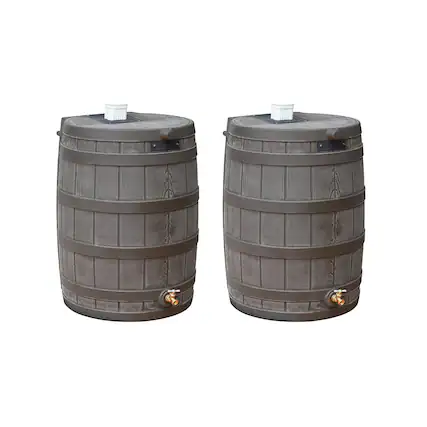 Front. Good Ideas - Good Ideas Rain Wizard 50 Gallon Rain Barrel Water Collector, Oak (2 Pack) - Oak.