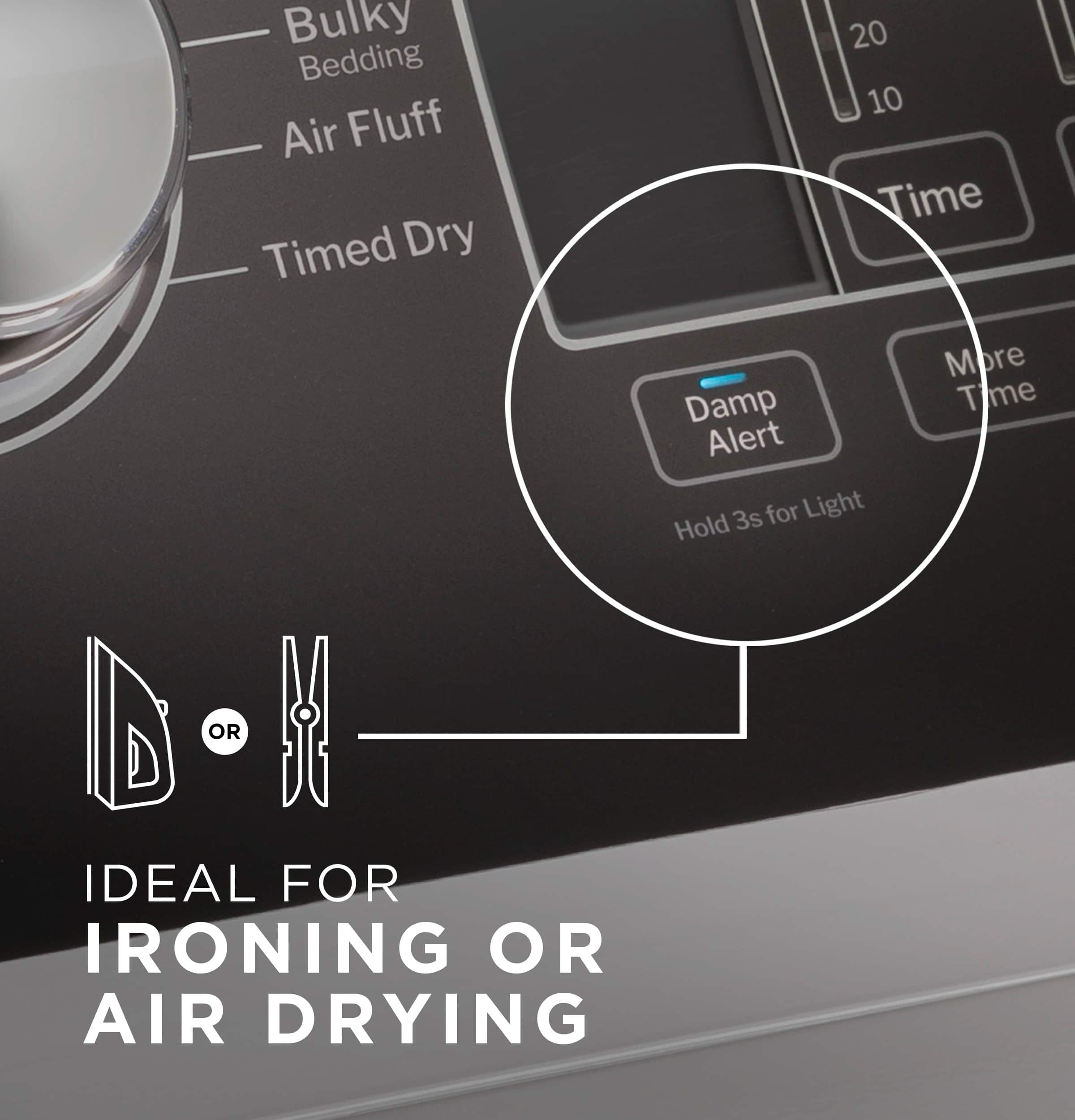 Bulky 20 Bedding 10 Air Fluff Time Timed Dry More M Damp T Time Alert 3s for Light Hold LD OR IDEAL FOR IRONING OR AIR DRYING