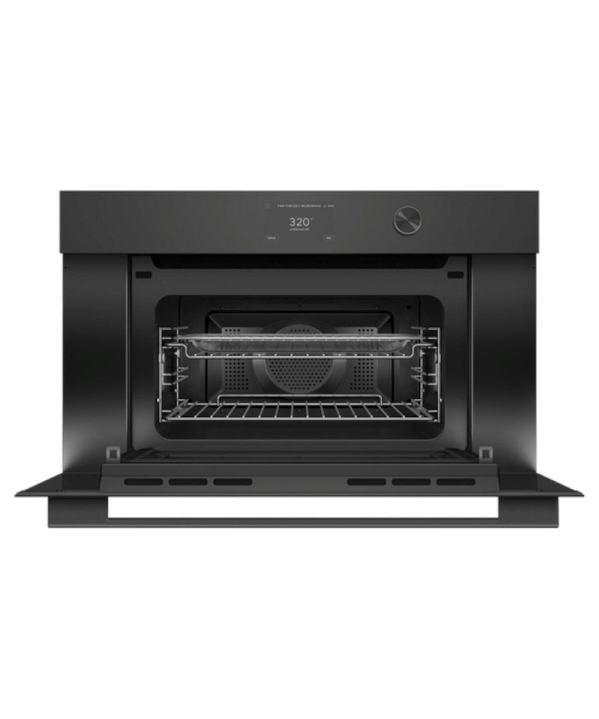 Alt View 11. Fisher & Paykel - 30" 1.7 Cu. Ft. Single Convection Speed Oven, 5" Touchscreen w/Dial - Compact - Contemporary Black  (Soft Black) - Black.