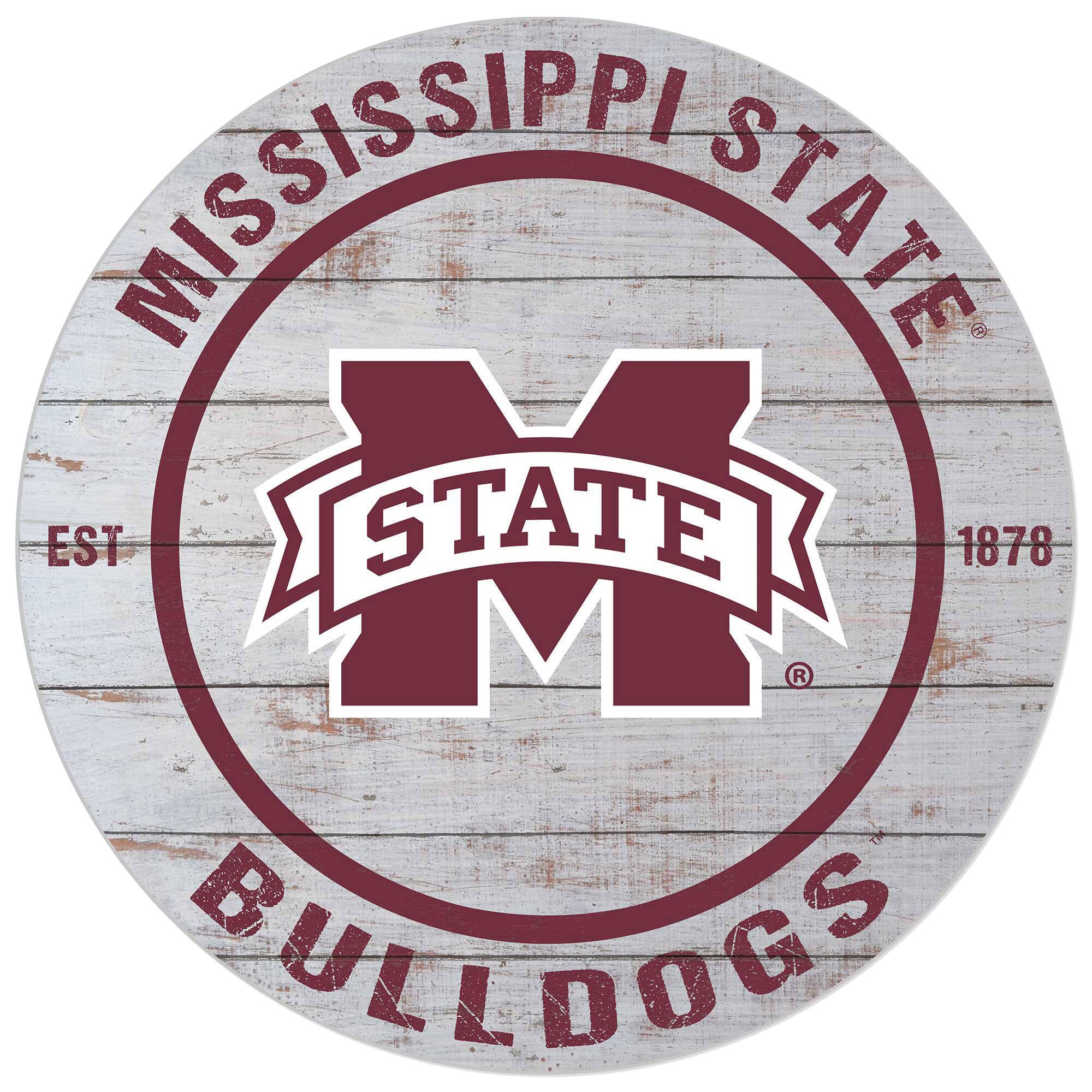 Mississippi State Bulldogs 20'' x 20'' Indoor/Outdoor Weathered Circle Sign