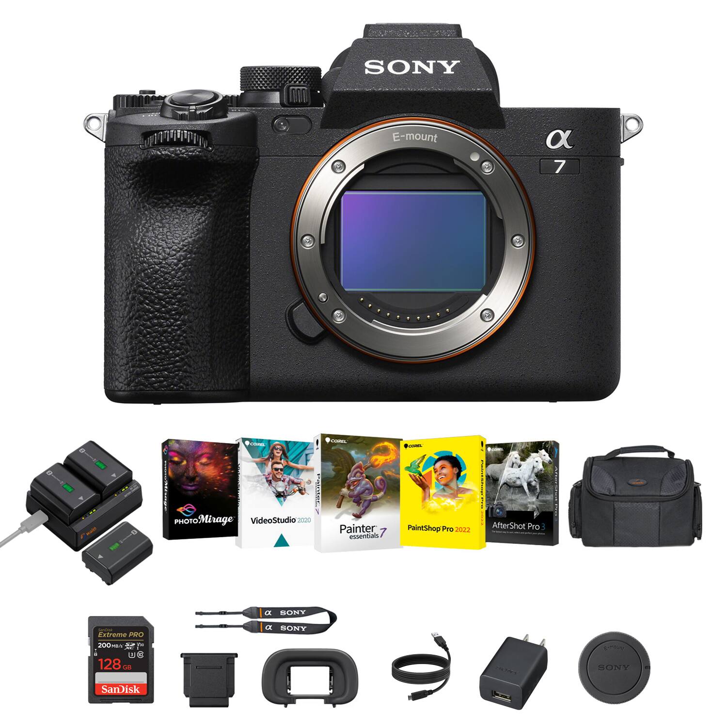 SONY E-mount  
α7 a - 1  
Poten PHOTOMirage  
VideoStudio2020  
Painter essentials - PaintShop Pro 2022  
AfterShot Pro  
SONY - Fstreme  
SONY 200m  
SONY SanDisk  
Extreme PRO 128GB
