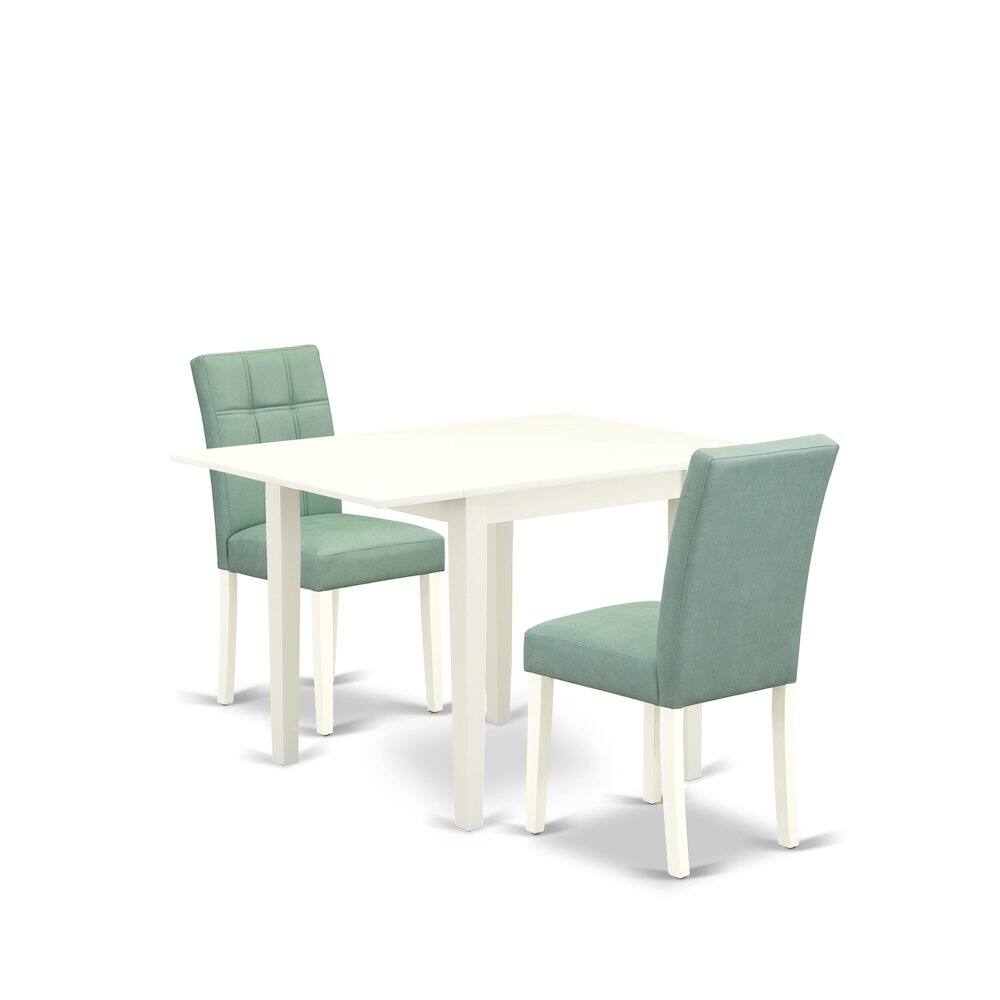 Angle. East West Furniture - 3 Piece Modern Dining Set consists A Kitchen Table - White.