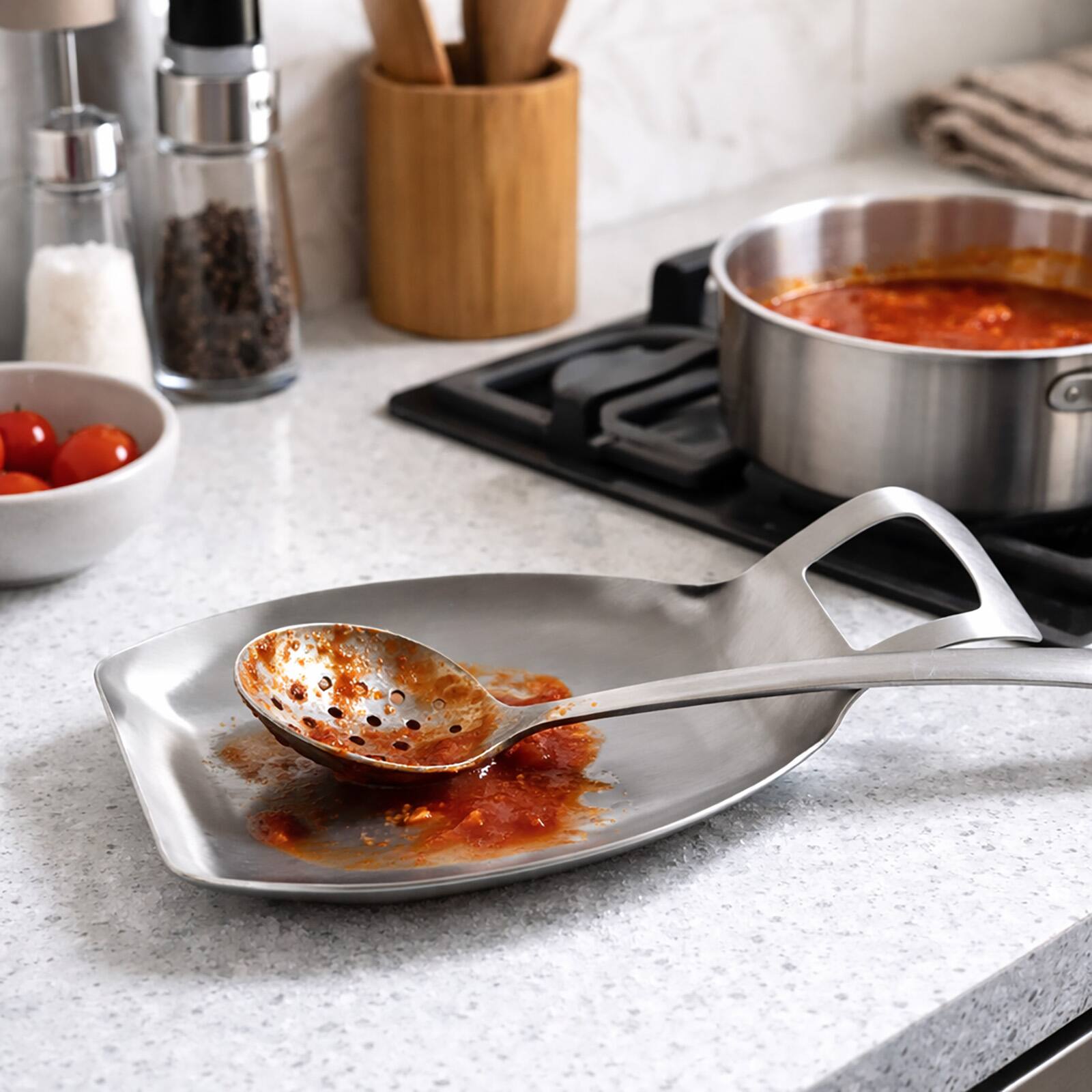 Alt View 1. Norpro - Stainless Steel Jumbo Spoon Rest - Silver.