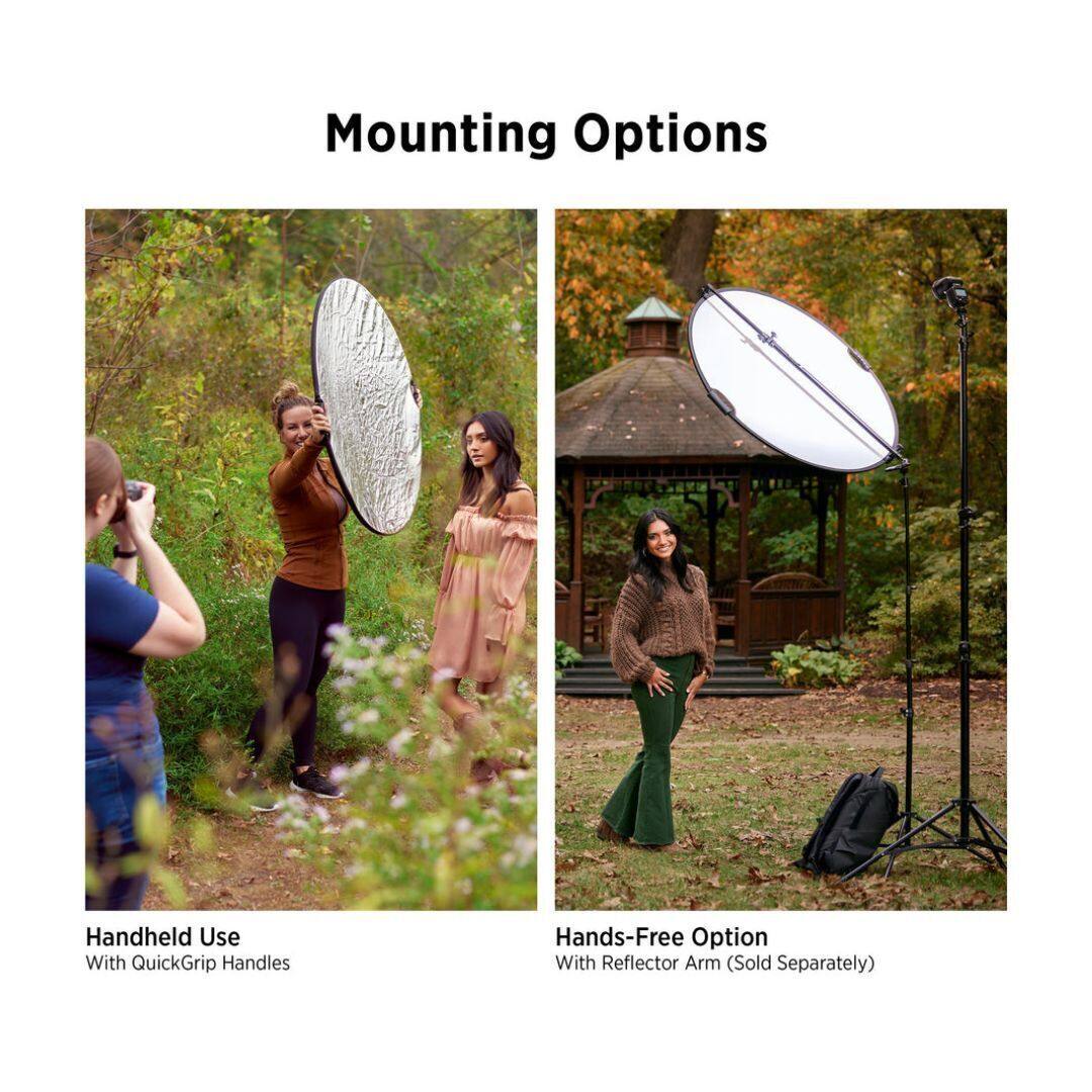 Mounting Options

Handheld Use  
With QuickGrip Handles

Hands-Free Option  
With Reflector Arm (Sold Separately)