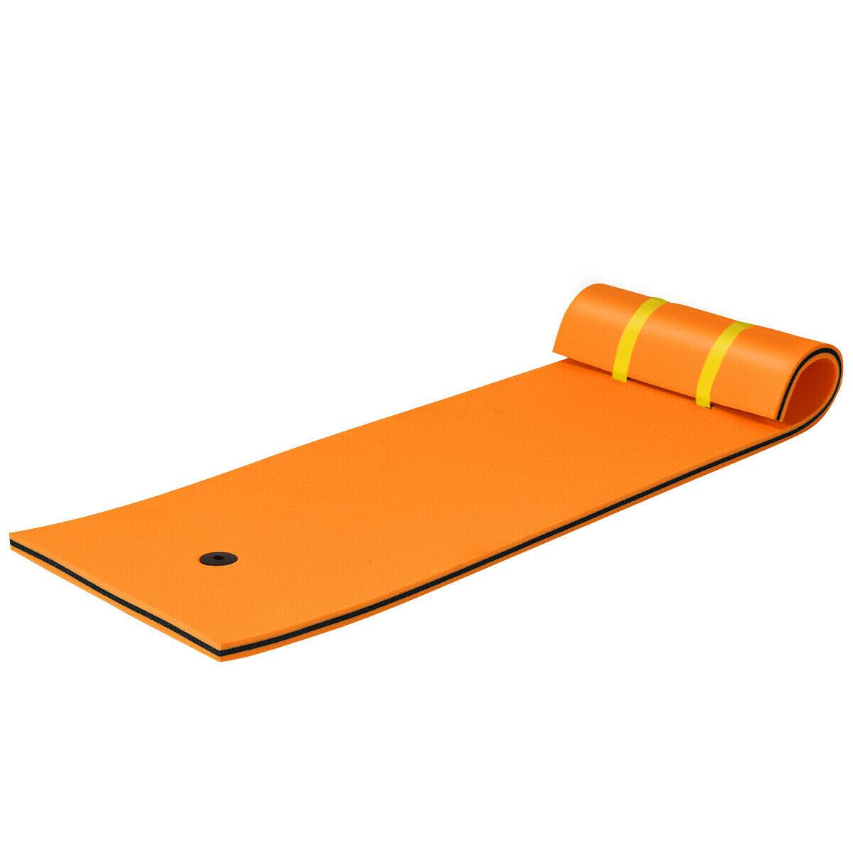 Front. Gymax - Gymax 83'' x 26'' 3-layer Floating Pad Mat Water Sports Recreation Relaxing Orange - Orange+Black.