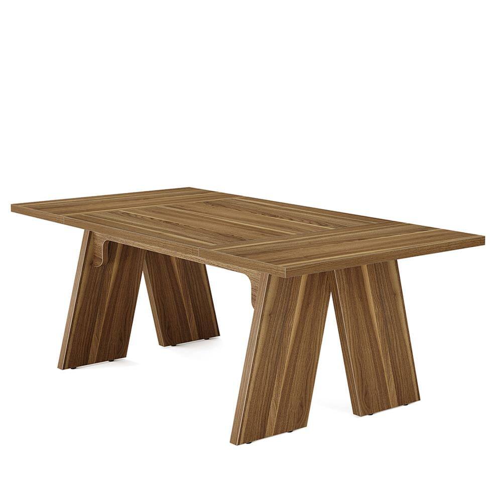 Left. Kadyn - Kadyn End Table,Dining Table, Living Room Table,71" Wood Dining Table, Farmhouse Kitchen Table for 6 People,Brown - Brown.