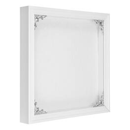Unique Bargains - Shadow Box Frame, 9.8x9.8 Inch Wooden Display Case with Clear Glass Cover for Photo Memorabilia Flower - White