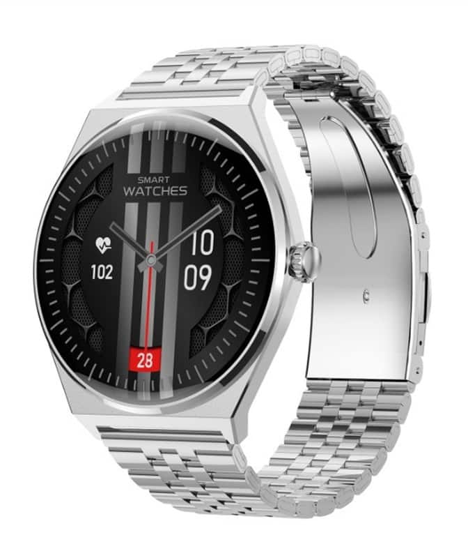 SKRAN - Slim Smartwatch with 1.43-Inch HD Screen - Bluetooth Calling, IP68 Water Resistance, Five-bead Steel - Silver - (2026)