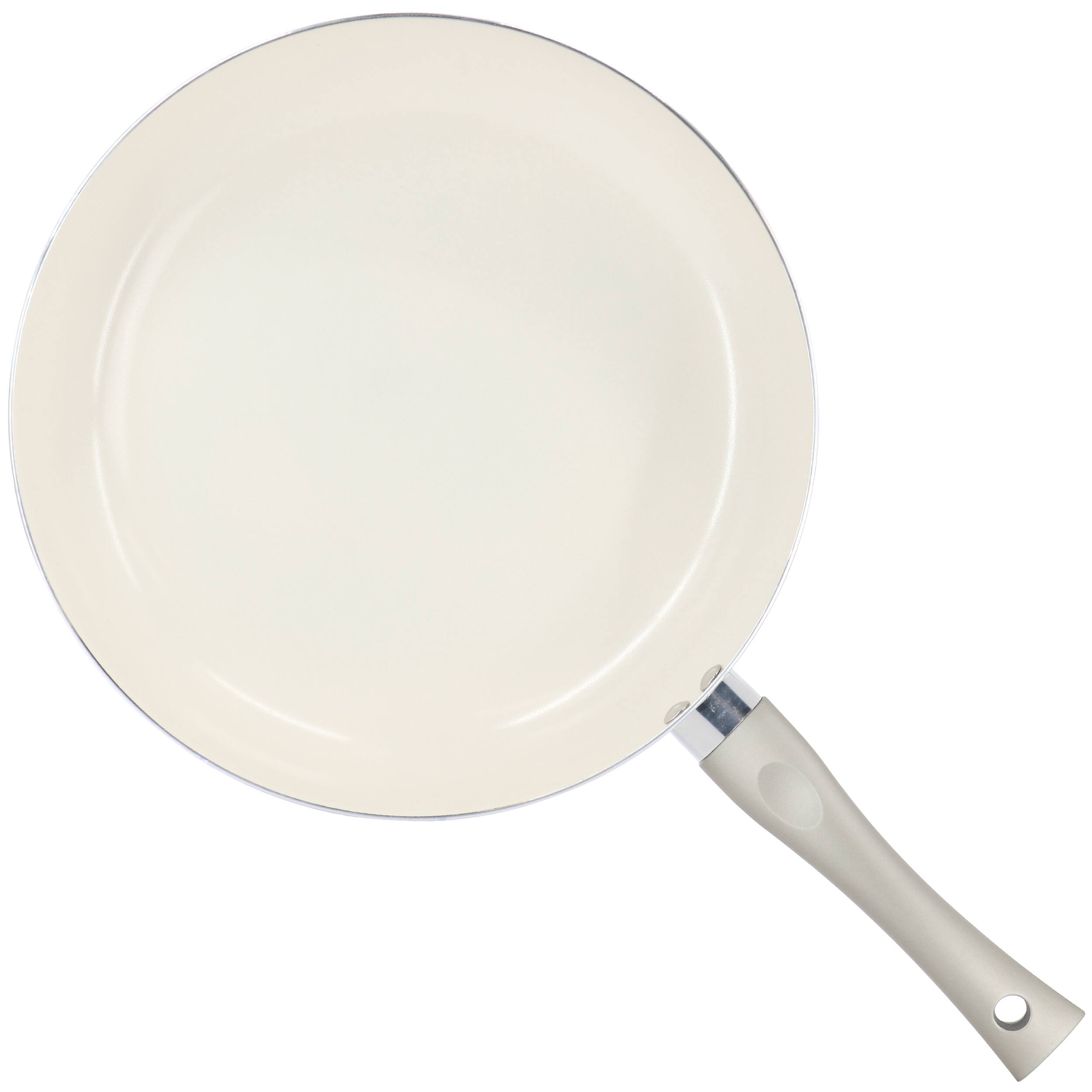 Alt View 1. Oster - Oster Newcrest 12 Inch Ceramic Nonstick Round Aluminum Frying Pan in Taupe With Soft Grip Handle - Taupe.
