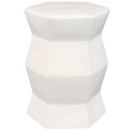 Sunnydaze - 17.25 in Moderno Geometric Glaze Ceramic Garden Stool - White