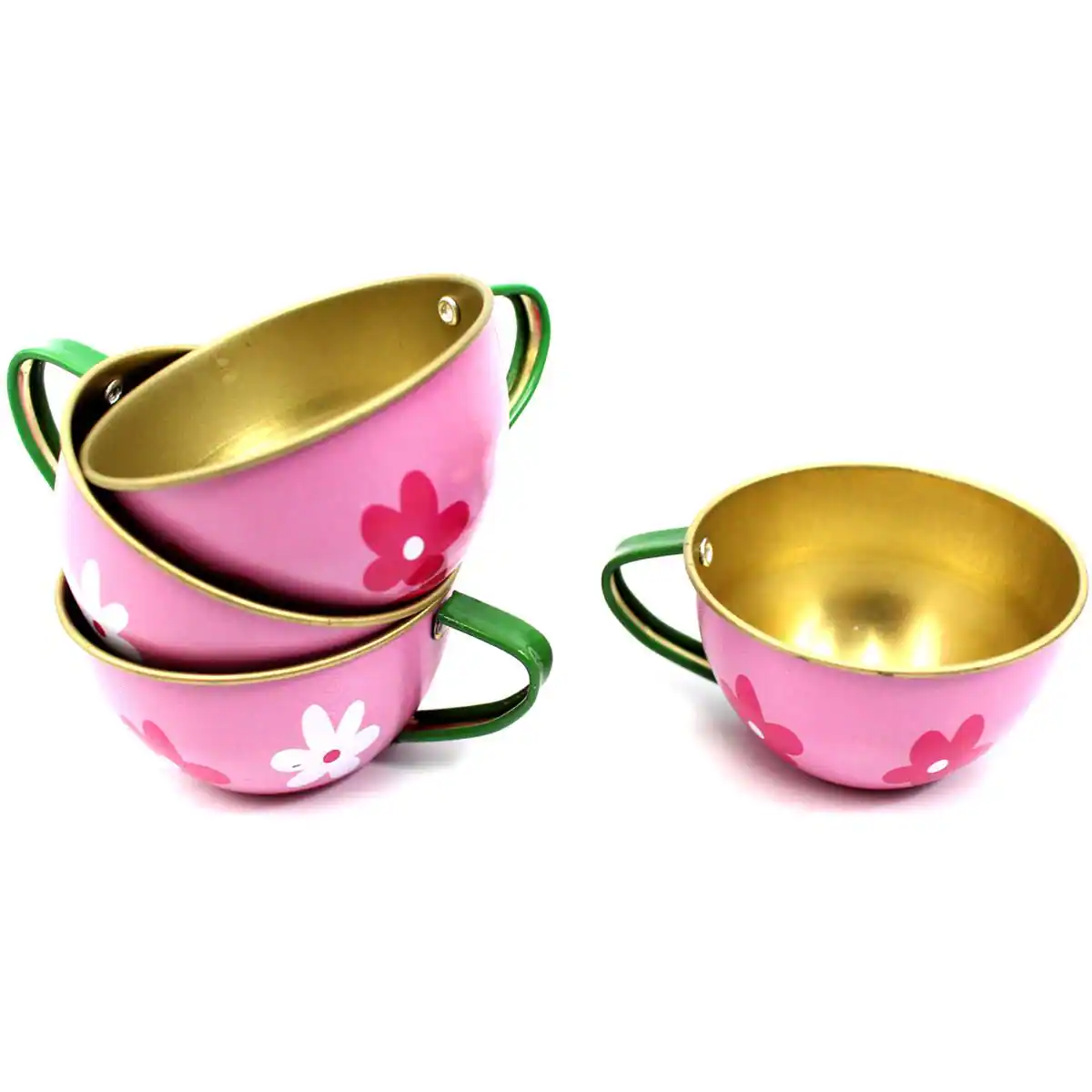 Alt View 1. JuzToys - Play Food Sets for Kids Kitchen, Metal Teapot Cups Plates and Tray Tea, Kitchen Toys Pretend Play for Toddlers 3-5 Pink - Pink.