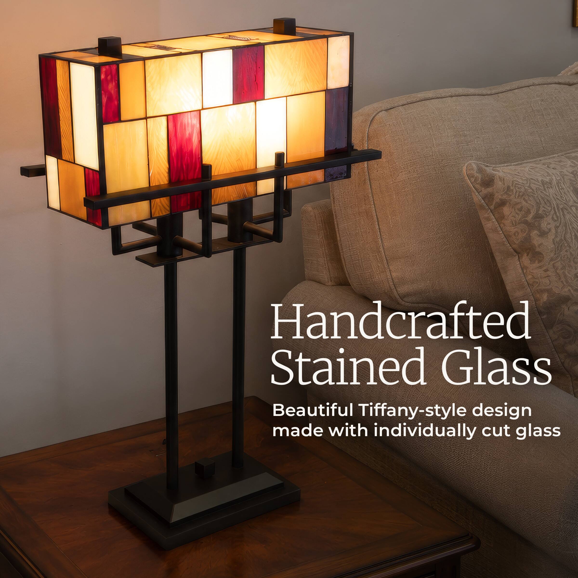 Handcrafted Stained Glass  
Beautiful Tiffany-style design made with individually cut glass