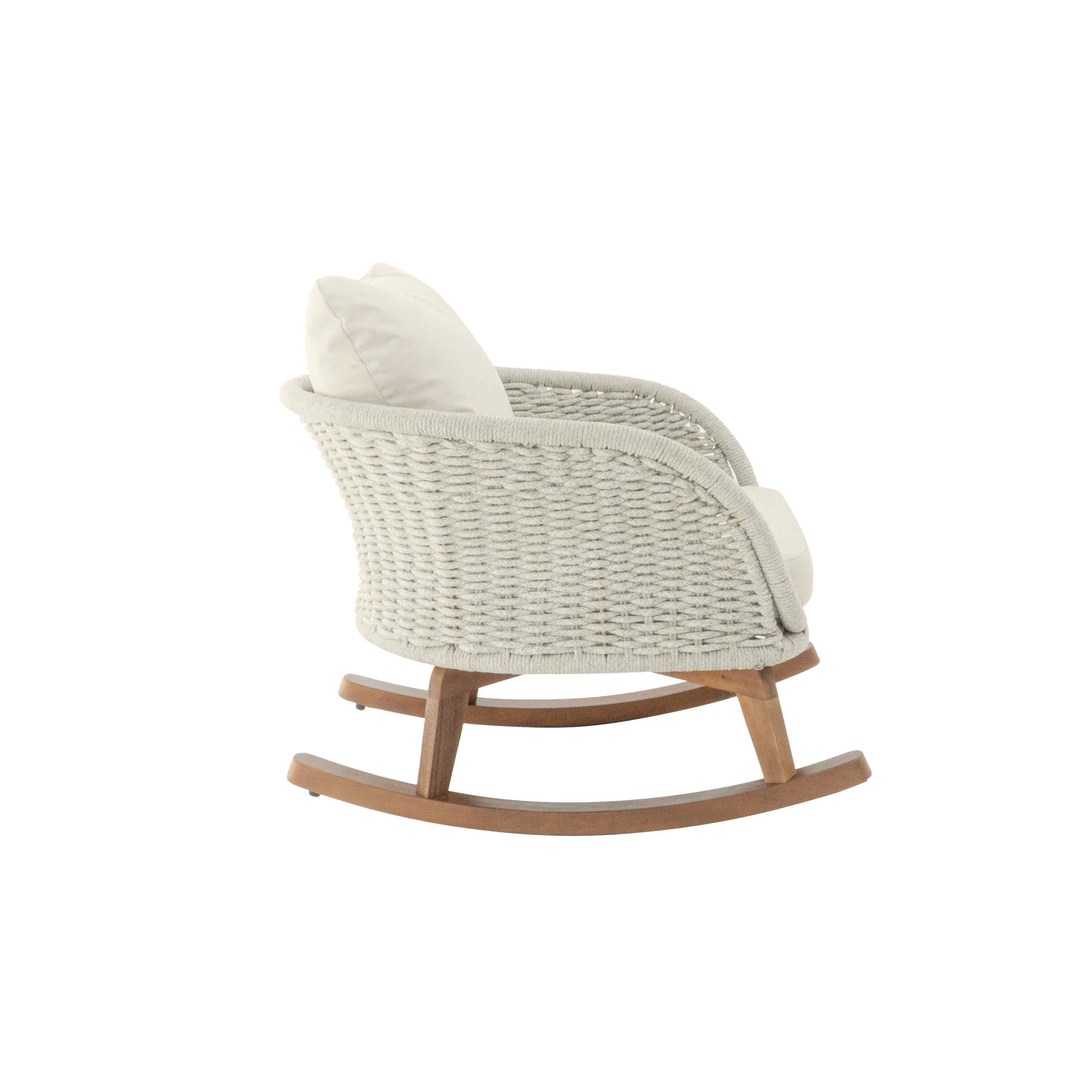 Alt View 4. Tiramisubest - Contemporary Minimalist Wicker Rocking Chair with Cushions and Wooden Frame for Indoor and Outdoor Spaces,Beige+Natural - Beige+Natural.