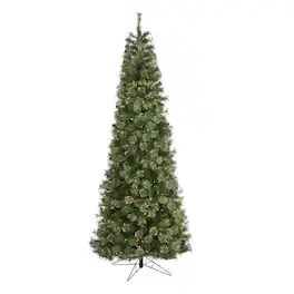 BreeBe - 9' Cashmere Slim Xmas Tree w/550 Lights and 1308 Tips - Green