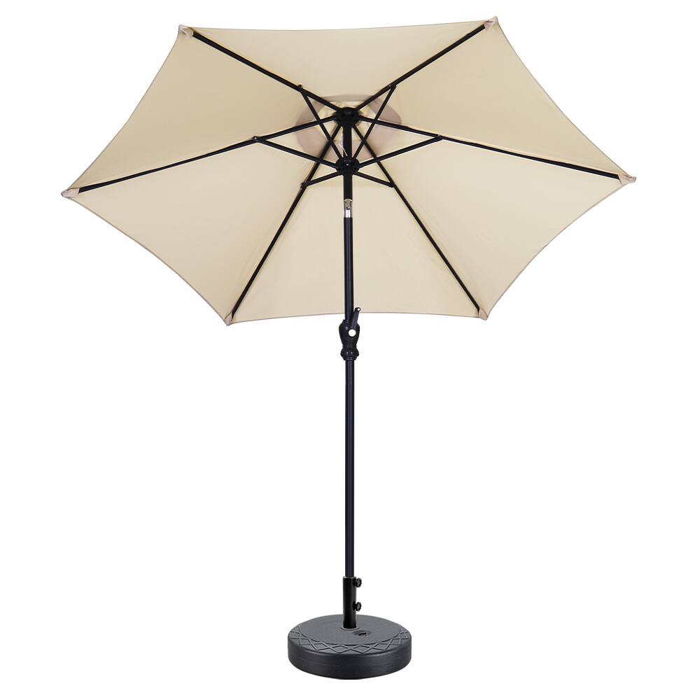 Back. Ainfox - Ainfox 7.5ft Patio Umbrella With Argyle umbrella base - Khaki.