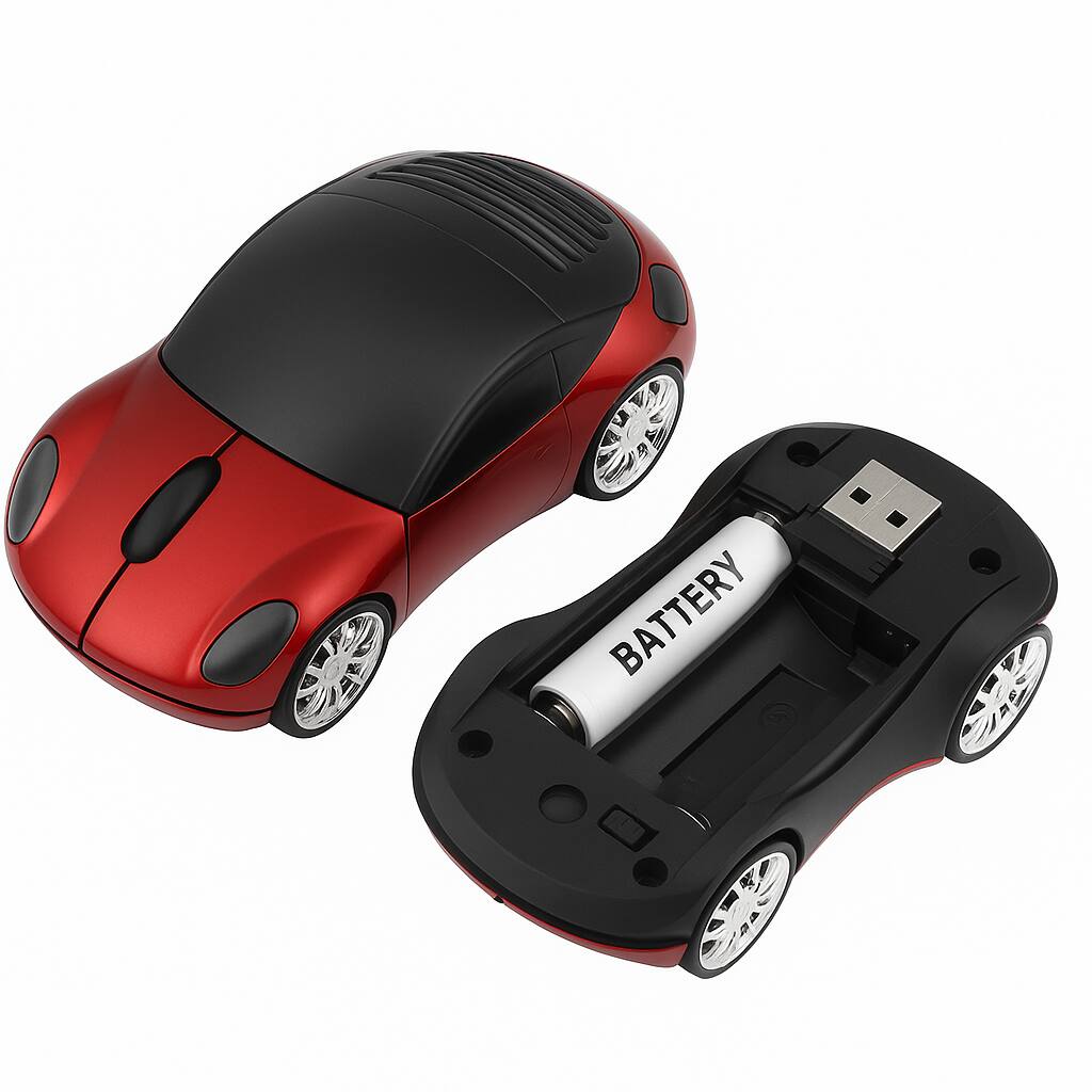 Back. Sanoxy - 2.4GHz Wireless Car Shape Optical Mouse USB Receiver (Red) - Red.