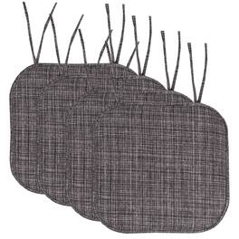 Sweet Home Collection - Aria Memory Foam Non-Slip 16" x 16" Chair Cushion Pad with Ties, 4-Pack - Gray/Black