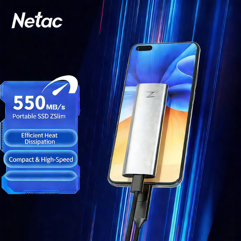 Netac 550 MB/s Portable SSD ZSlim  
Efficient Heat Dissipation  
Compact & High-Speed
