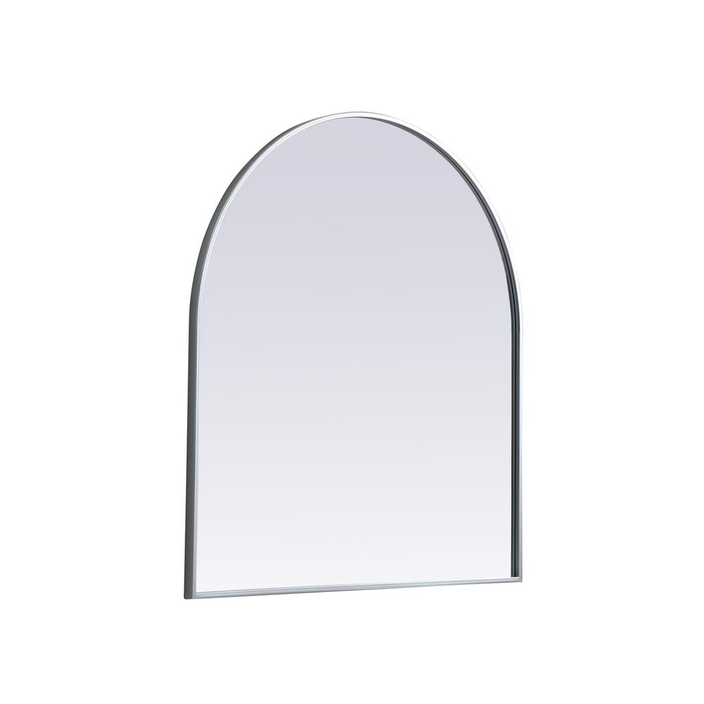 Left. Elegant Decor - Metal Frame Arch Mirror 33x36 Inch in Silver - Silver.