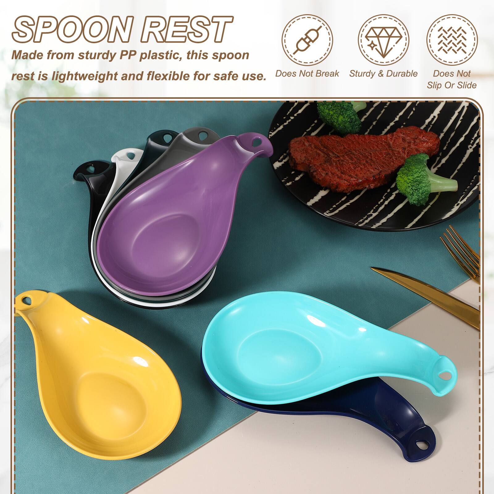 SPOON REST

Made from sturdy PP plastic, this spoon rest is lightweight and flexible for safe use.

- Does Not Break
- Sturdy & Durable
- Does Not Slip Or Slide