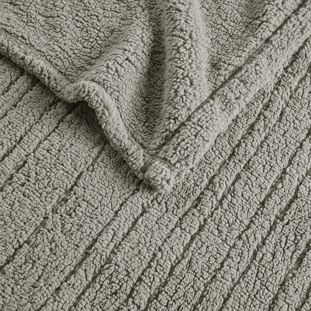 Alt View 5. Gracie Mills - Gracie Mills Jorah Solid Sherpa Electric Heated Blanket - Grey.