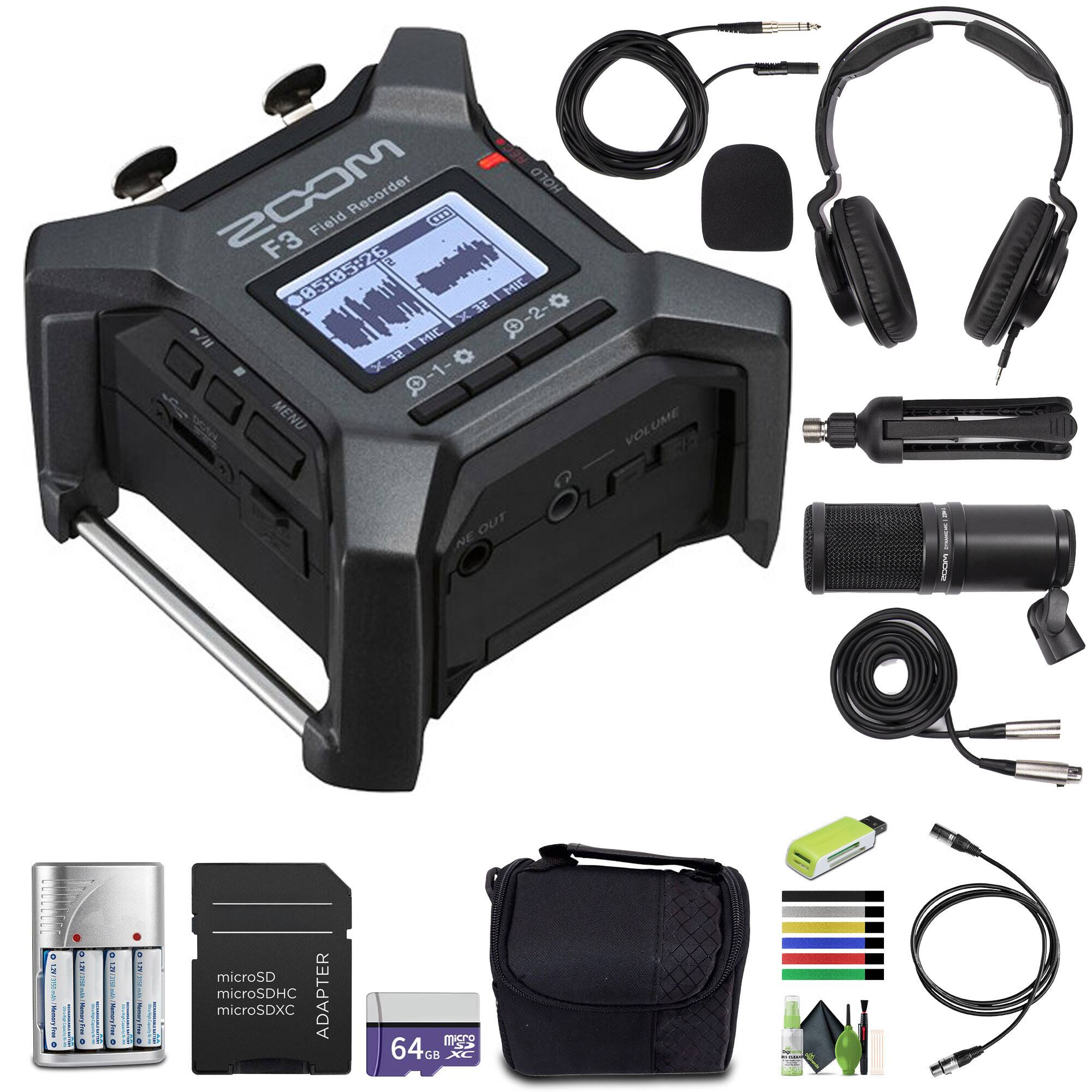 Zoom - F3 Professional Field Recorder with Headphones and More Bundle - Gray