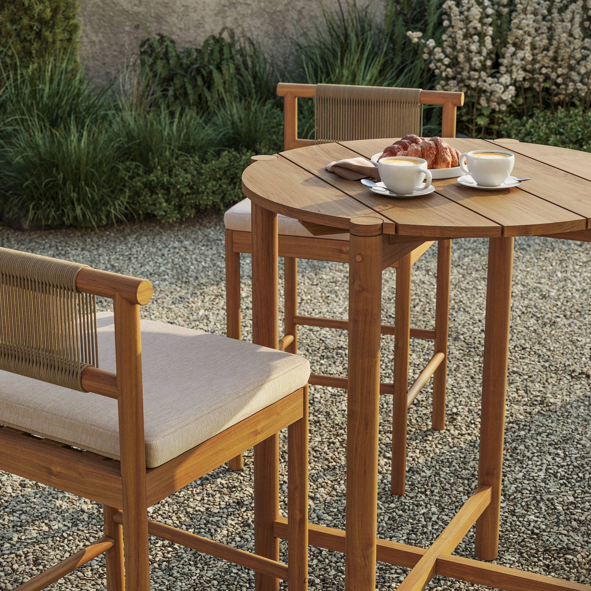 Alt View 2. Modway - Eleni 3-Piece Outdoor Teak Wood Bar Set by Modway - Natural Sail.