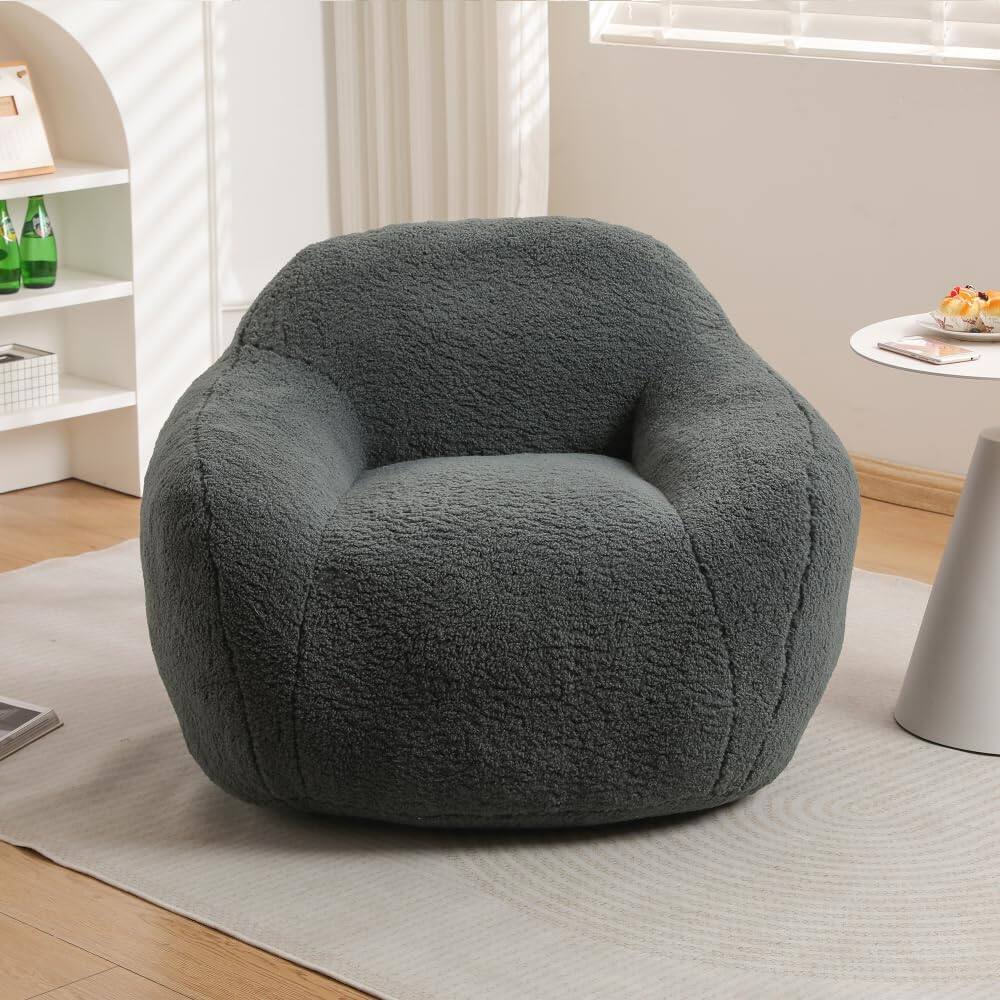 Alt View 2. Trinkets Crazed - Beanbag Chair Bean Bag Chairs for Adults Bean Bags Giant Bean Bag Sofa with Spacious Cushion - dark gray.