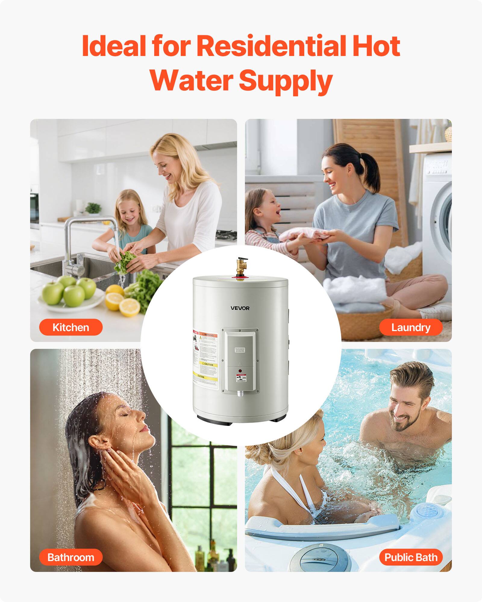 Ideal for Residential Hot Water Supply

III
VEVOR
Kitchen
Laundry
HOTUKI
Bathroom
Public Bath