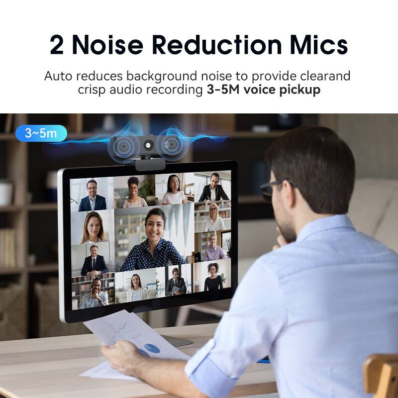 2 Noise Reduction Mics  
Auto reduces background noise to provide clear and crisp audio recording  
3-5M voice pickup