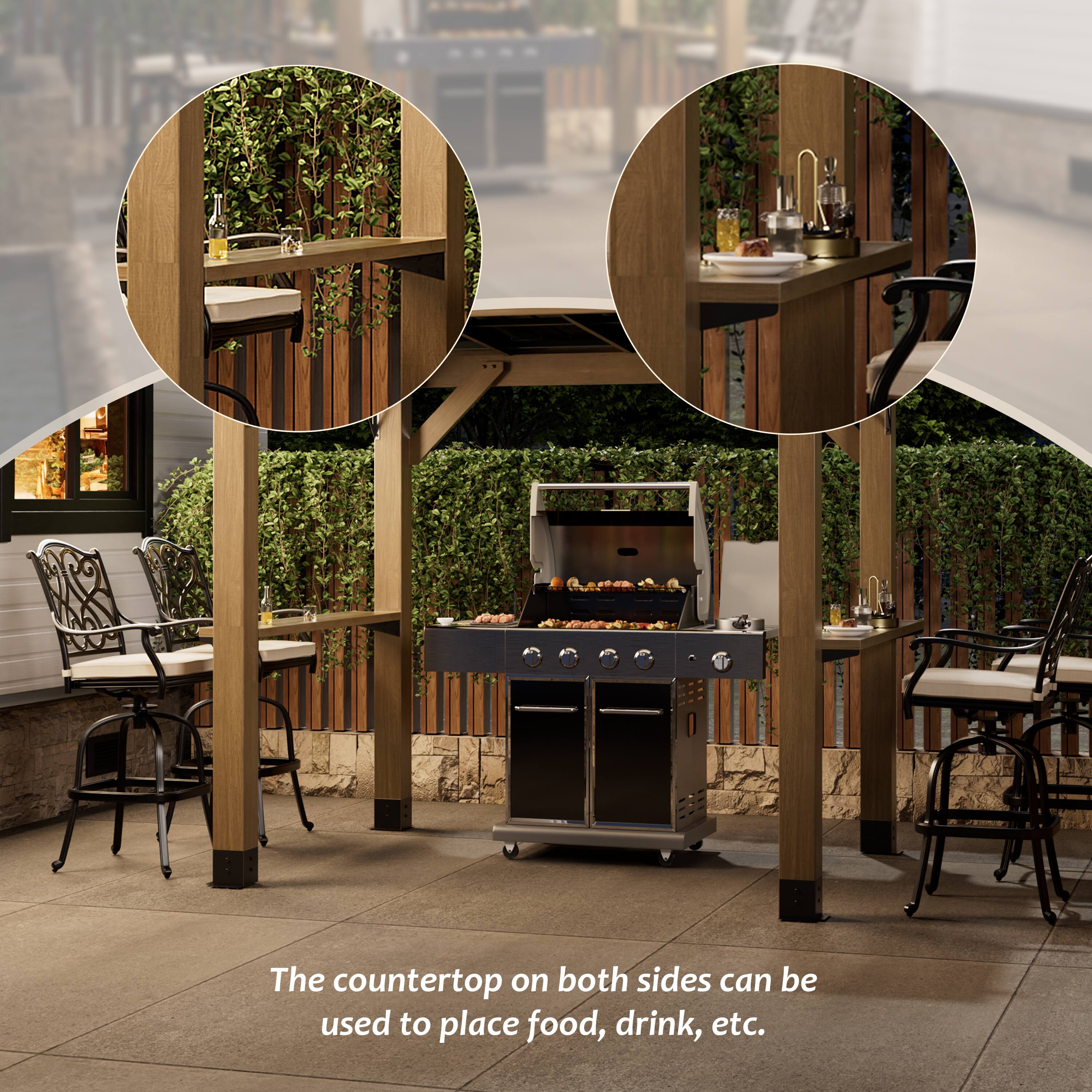 The countertop on both sides can be used to place food, drink, etc.