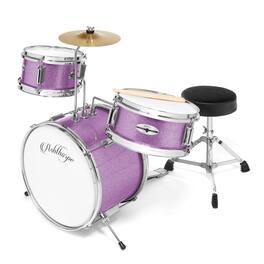 Ashthorpe - Beginner Drum Kit with Brass Cymbals (Set of 3) - Purple