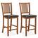 Front. Costway - 2-Piece 25.5" Bar Chair Set with Backrest Padded Seat Footrest Rubber Wood Frame - Walnut + Black.