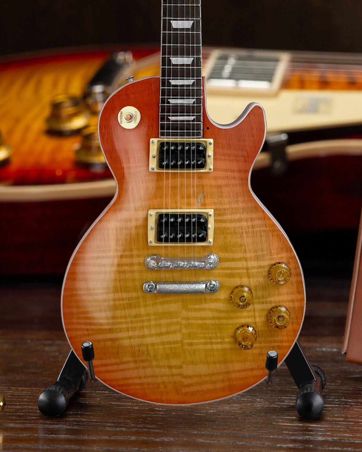 Alt View 4. Axe Heaven - Duane Allman - Axe Heaven Duane Allman Gibson 1959 Les Paul Cherry Sunburst Mini Guitar Replica - Collectibles - Multicolor.